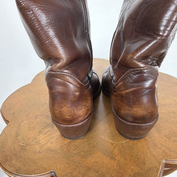 Frye Vintage Brown Leather Western Cowboy Boots Made in USA Men\'s 8.5D Heritage main image 8